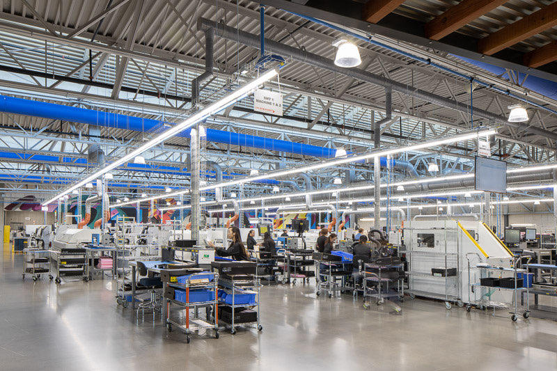 Assembly lines on the J.W. Speaker production floor