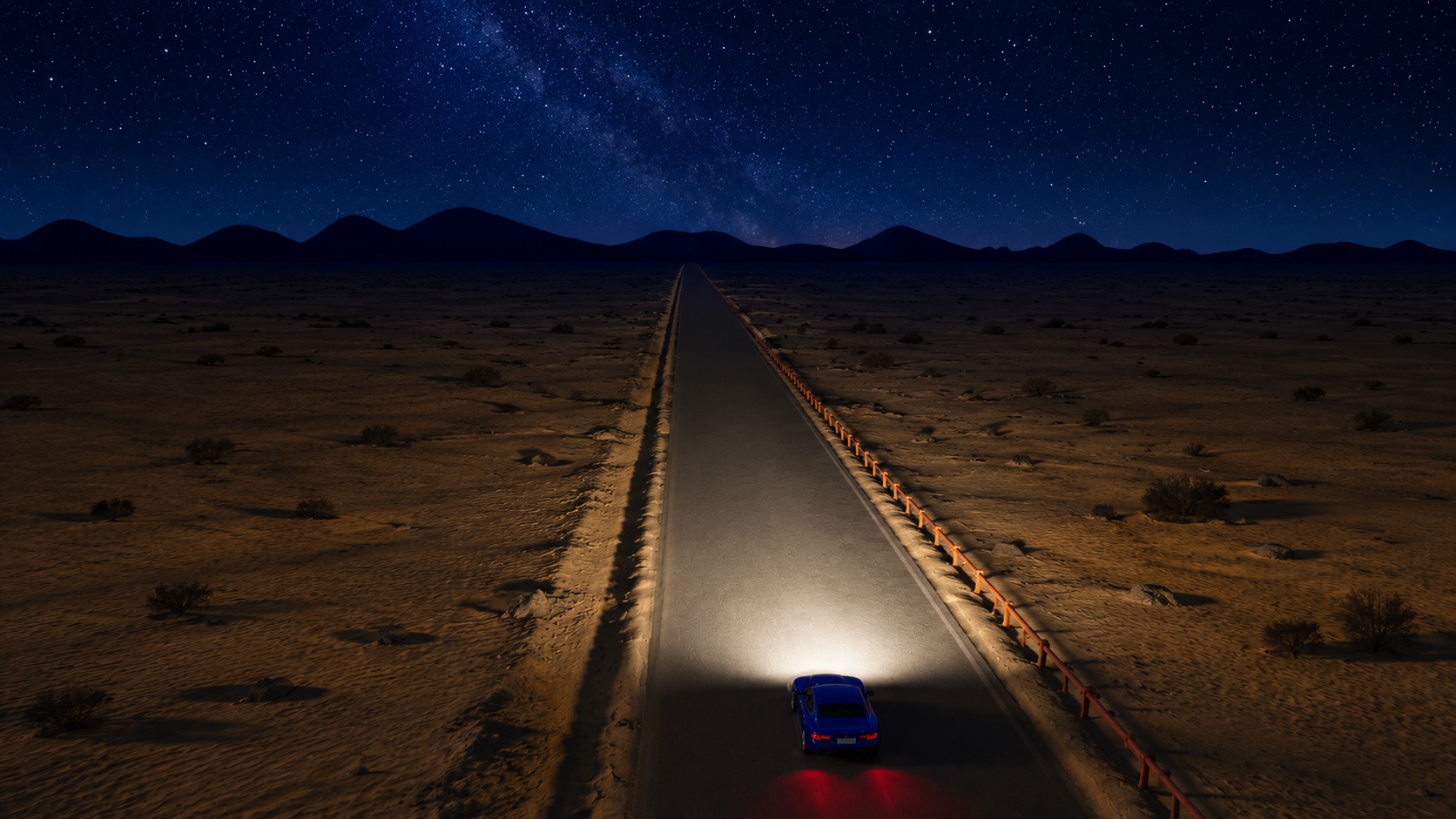 VR photometric simulation: the beam pattern along a divided road with guardrail